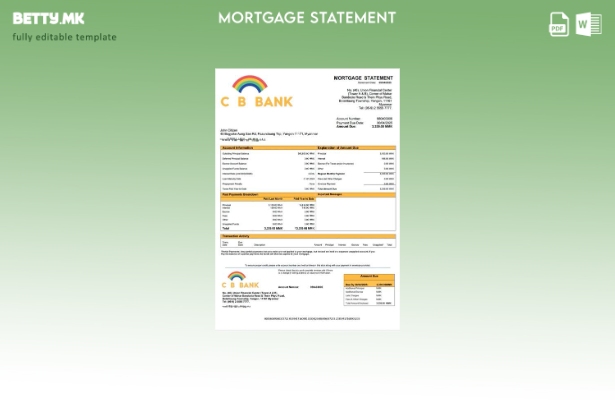 модерен стил Извештај за хипотека на Myanmar CB Bank Шаблон за Word и PDF